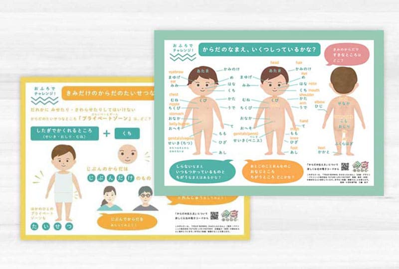 【英語表記付き改訂版】お風呂ポスター「からだ」「プライベートゾーン」2枚セット